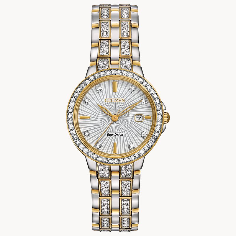 Silhouette Crystal Ladies Eco Drive Sparkle Dimaond Watch CITIZEN